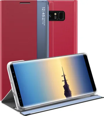 Image de Galaxy Note 8 Case, Slim Flip Leather Case with Window and Stand for Samsung Galaxy Note 8 red