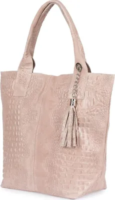 Image de Sac à main italien en cuir pour femme Shopper A4 Rose