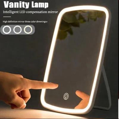 Produktbild von Portabeler Make-up-Spiegel mit LED-Licht-Touchscreen, 3-Farben aufklappbar