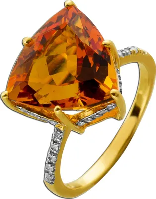 Produktbild von Citrinring Gold 375 9K goldgelber Edelstein 10.7ct Diamanten 0.20ct 17