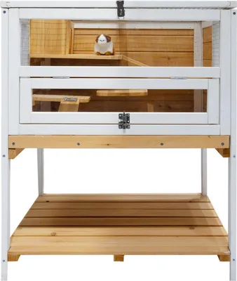 Produktbild von Hamsterkäfig Gino Deluxe aus Holz mit 3 Ebenen, Plexiglas-Front, 65x79x45 cm