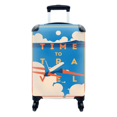 Produktbild von MuchoWow® Koffer Handgepäck Trolley Rollkoffer Kleine Reisekoffer mit 4 Rollen - Flugzeuge - Zitate - Urlaub - Cabin Size < 55x40x23 cm & 55x40x20 cm - Fotokoffer - Kabinenkoffer - Boardgepäck - Reise-Box - Reisekoffer - Reisegepäck - Koffer mit Bild - Trolley für Kinder