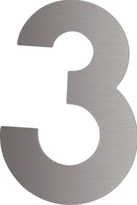 Produktbild von Hausnummer 3 - Höhe 120 mm, mit 2 Gewindenocken M5, Edelstahl