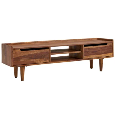 Produktbild von Lowboard Sheesham Massivholz 145x43x35 cm TV-Kommode mit zwei Türen, Design TV-Schrank Hoch, Fernsehtisch Fernsehschrank Modern, Fernsehkommode Wohnzimmer