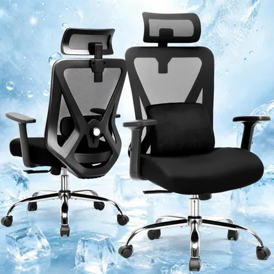 Ergonomischer Bürostuhl mit 3D-Kopfstütze, Lendenstütze, Armlehnen