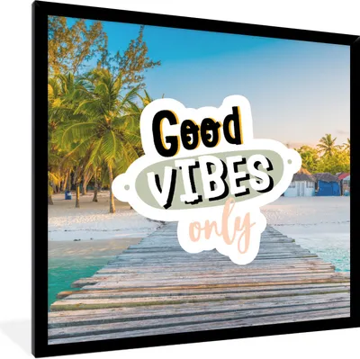 Produktbild von MuchoWow® Gerahmtes Poster Sommer - Zitate - Palme - Strand 40x40 cm - Poster mit Schwarzem Bilderrahmen Wandposter Rahmen Foto Bilder - Mit Rahmen - Wanddekoration Schlafzimmer