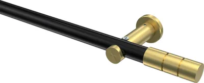 Produktbild von Interdeco Gardinenstange / Vorhangstange Schwarz / Messing-Optik, Typ Platon Elanto (Rillenzylinder) ohne Ringe, 20 mm Ø 1-läufig, 320 cm