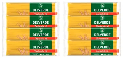 Image de Delverde Tagliatelle numéro 16 pâtes de blé dur 500g paquet de 8
