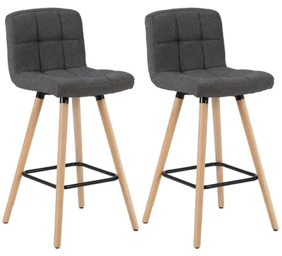 Produktbild von 2er-Set Barhocker mit Rückenlehne und Fußstütze | Dunkelgrau