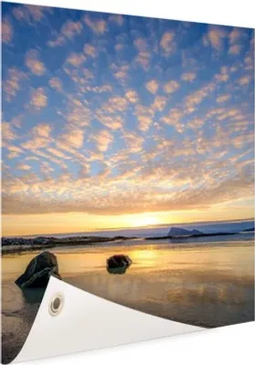 Produktbild von Gartenposter - 80x120 cm - Sonnenuntergang am Strand  - Modernes Wandbilder - Meer und Strand