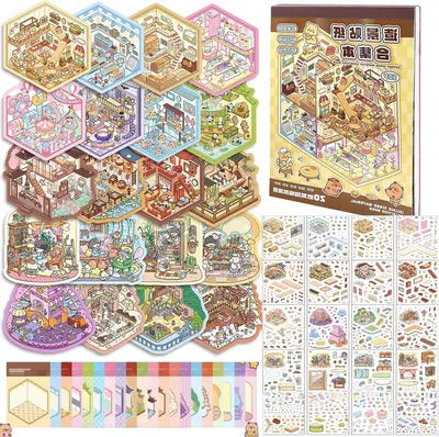 Produktbild von Szenenaufkleber 20 Sets, wiederverwendbare 3D-Aufkleber, für Heimdekoration