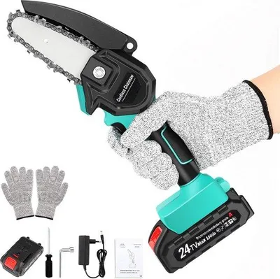 Produktbild von Elektrische Mini Kettensäge - Handgeführte Mini Kettensäge mit Akku - Schnelle Schnitzeleistung - Ideal für Gartenarbeit