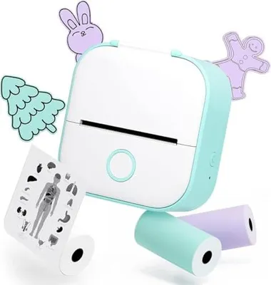 Produktbild von Mini Drucker T02 tragbar thermisch Bluetooth tintenlos mit Scan-Funktion für Aufkleberpapier iOS & Android