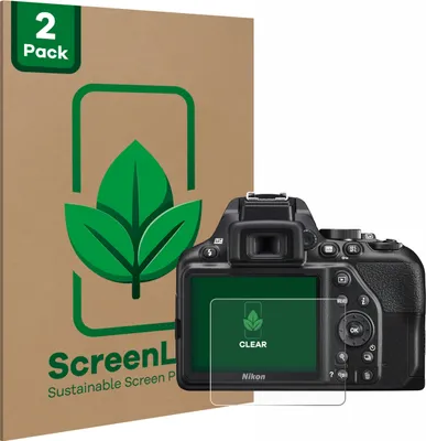 Produktbild von 2x ScreenLeaf Schutzfolie für Nikon D3500 / D3300 nachhaltiger Displayschutz Display Schutz Folie Klar Transparent