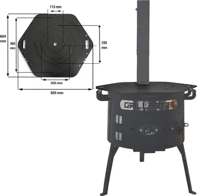 Produktbild von Kochplatte eckig für Utschak 16L Ø 50 cm mit Ringen aus Stahl