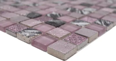 Produktbild von Handmuster Mosaikfliese Transluzent pink Glasmosaik Crystal Resin pink BAD WC Küche WAND MOS82-1104_m