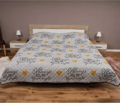 Produktbild von Tagesdecke XXL (220x240 cm) mit wattierter Zwischenlage, Wendedecke im Design: Good Night