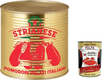 Produktbild von 6x Strianese Pomodori Pelati Premium bestern geschälte Tomaten sauce aus Italien dose 2,5kg + Italian Gourmet polpa 400g
