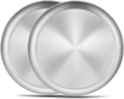 Produktbild von Edelstahl Teller 17 cm D 2 Pack Camping Trekking Picknick Zelten