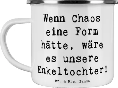 Produktbild von Mr. & Mrs. Panda Teetasse Spruch Enkeltochter Chaos - Weiß - Geschenk, Enkel, Emaille Tasse, Teebecher, Familie, Erinnerungen, Pott, Kaffeepott, Energie, Lebensfreude