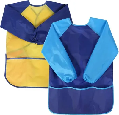 Produktbild von Kunstschürzen-Set für Kinder – 2 wasserdichte Langarm-Overalls für 5–8-Jährige, ideal zum Malen, Basteln und für Schulprojekte