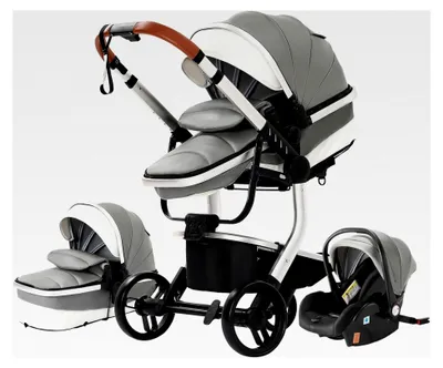 Produktbild von 3 in 1 Kombikinderwagen Reisesystem für Neugeborene, faltbarer Standardkinderwagen (518 Grau)
