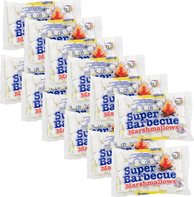 Produktbild von Mr. Mallo Super Barbecue Marshmallows 12x300g | Schaumzucker-Ware Mäusespeck | softe Süßigkeit für Barbecue, Lagerfeuer oder zum Grillen