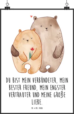 Produktbild von Mr. & Mrs. Panda Bild Bären Liebe DIN A0 - Weiß - Geschenk, Hochzeitstag, Freundin, kunstdruck poster, wanddeko, Kuscheln, Bär, Wandbild, Verknallt, Plakat, drucke