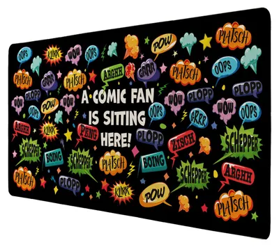 Produktbild von Comic Schreibtischunterlage 69x31cm XXL Mauspad mit Spruch: Comic Fan is
