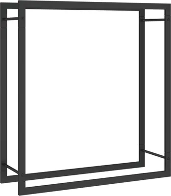 Image de vidaXL Étagère à bois de chauffage noir mat 80x28x86 cm Acier