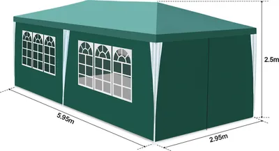 Image de Jayseuw 3 x 6 m Pavillon de jardin avec 6 éléments latéraux Tente de fête portable étanche, pour jardin terrasse fête,Vert