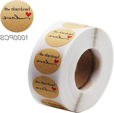 Zdjęcie produktu dla Ręcznie wykonane naklejki papierowe z napisem „Dziękuję” – 1000 sztuk w rolce – okrągłe, 2,5 cm