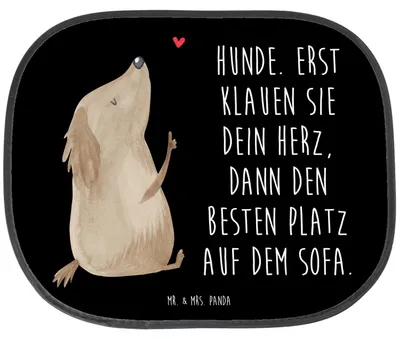 Produktbild von Mr. & Mrs. Panda Sonnenschutz Auto Hund Liebe - Schwarz - Geschenk, Sonnenblende, Hitzeschutz, Sprüche, Herz, Hunde, Seitenscheibe, Autoscheiben