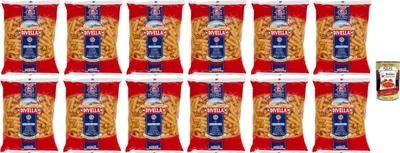 Produktbild von Divella Pasta 100% Italienisch Canneroni Rigati 21, Nudeln aus Hartweizengrieß, Kochen 9 Minuten 12x 500g + Italian Gourmet polpa 400g