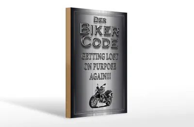 Produktbild von Holzschild Motorrad 20x30cm Biker Code getting lost on
