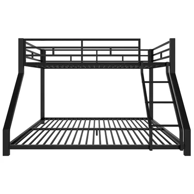 Produktbild von Flieks Etagenbett 90x200cm/140x200cm mit Rausfallschutz, Hochbett Stockbett mit Lattenrost, Einzelbett Kinderbett 2 Kinder, Metallbett Schwarz