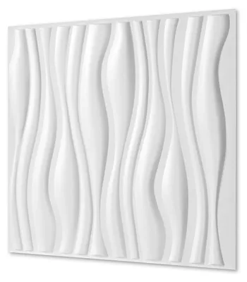Obrázok produktu pre Peviasot 3D nástenné panely, 50x50 cm, biela, vlnový dizajn, PVC, moderná vnútorná dekorácia stien