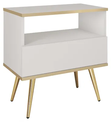 Produktbild von Masseno Nachttisch VENEZIA Nachtschrank Beistelltisch für Schlafzimmer 54 x 59 x 39 cm Weiß