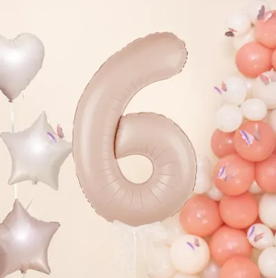 Obrázok produktu pre Fóliový balón číslo 6 karamelový 100 cm