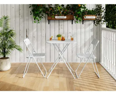 Produktbild von 3-teiliges Gartenmöbel Set klappbar, Balkon Bistroset wetterfest, 2 Stühle 1 Tisch grün