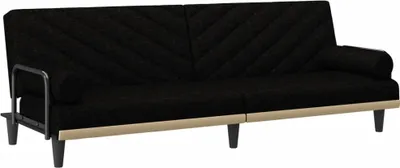 Zdjęcie produktu dla vidaXL Sofa rozkładana z podłokietnikami czarna tkanina