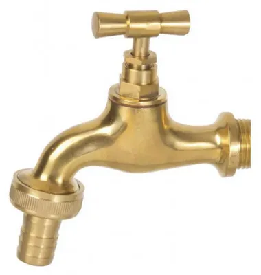 Image de Robinet de Jardin 1/2 po - Laiton - Raccord Cannele - Pratique et Durable - D-Work