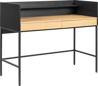 Image de Bureau bois et noir 2 tiroirs ARTHUR