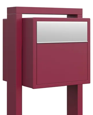 Produktbild von Standbriefkasten Soprano in Rot mit Edelstahlklappe