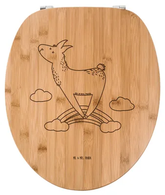 Produktbild von Mr. & Mrs. Panda holz toilettensitz Lama Regenbogen - Transparent - Geschenk, Selbstständig, WC Brille, Sitz, Hobby, Toilettendeckel, Freiheit, Klodeckel, Klositz, Lamas