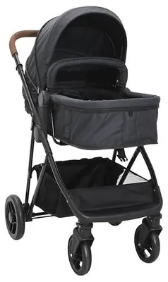 Imagen del producto de Cochecito 2 en 1, tipo buggy, color gris antracita, estructura de acero, plegable