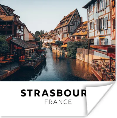 Produktbild von MuchoWow® Poster Frankreich - Wasser - Cafe - Straßburg 100x100 cm - Babyzimmer