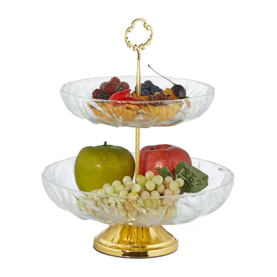 Produktbild von relaxdays Glas Etagere mit 2 Etagen