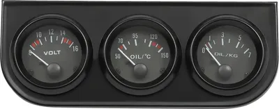 Obrázok produktu pre Trojitý displej pre osobné/nákladné vozidlo - prídavný prístroj 3 v 1 - teplota oleja - tlak oleja 0-7 kg - voltmeter - DC 12V - 18,7 × 7,7 × 5,2 cm - čierny