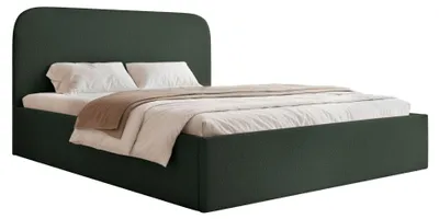Image de Selsey Sonvivo - Lit rembourré 140x200 avec sommier, chenille, vert foncé